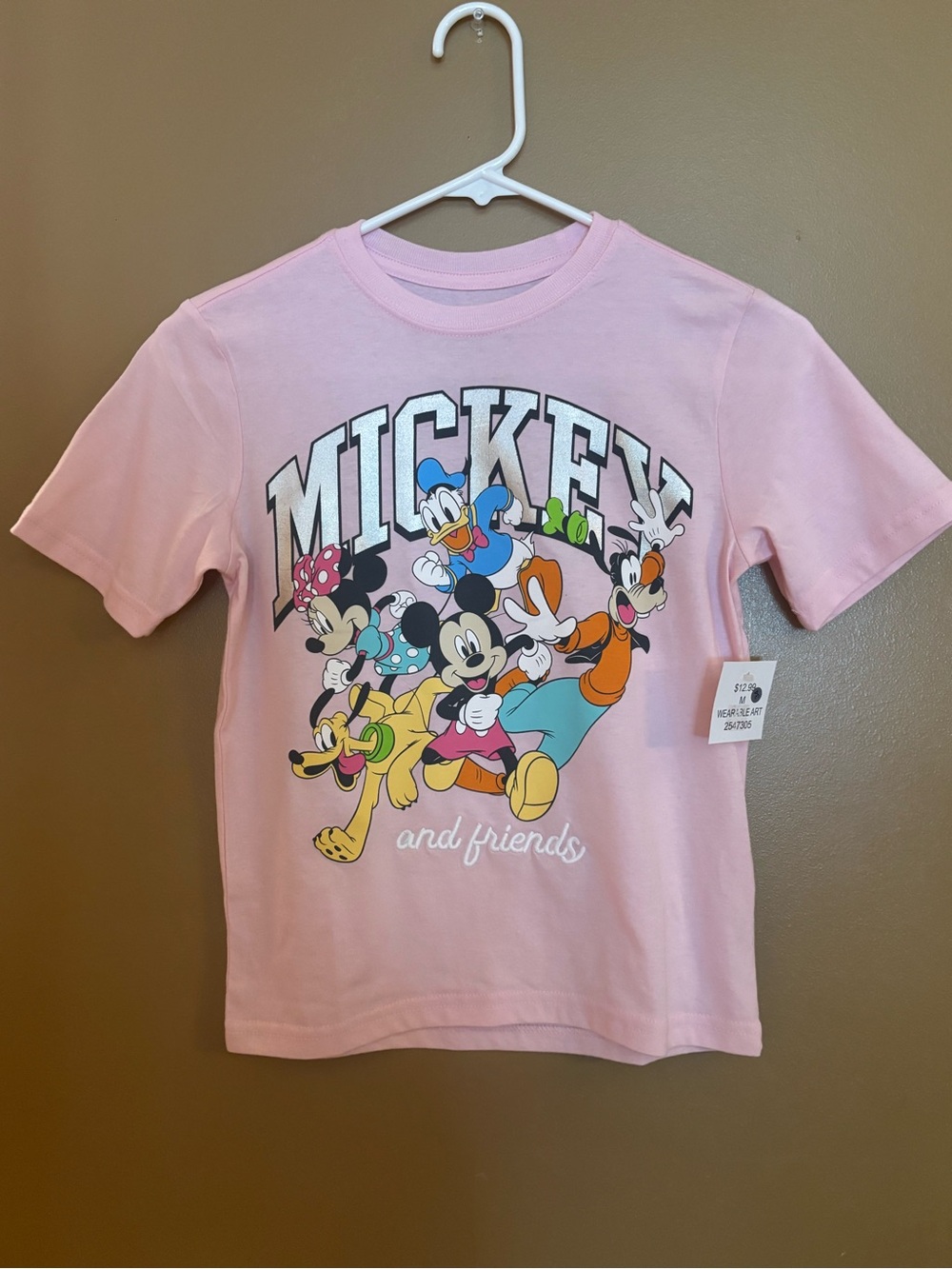 Disney Mickey and Friends Girls Pink Tee Size Medium NWT